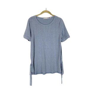 Soft Surroundings Side Tie Tunic Top Short Sleeve Blue 2BN87 Size Medium